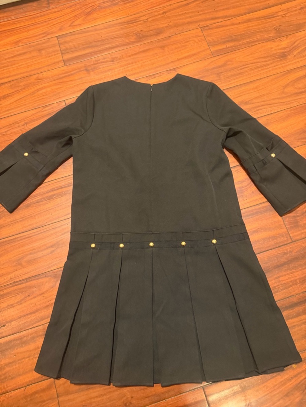 Tuckernuck Black Pleated Mini Dress with Gold-Tone Button Detail - Picture 13 of 13